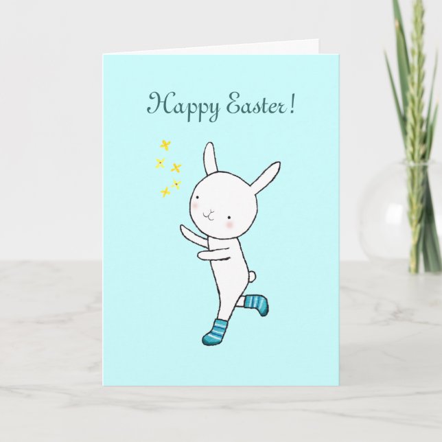 Easter Bunny Rabbit Cute Happy Easter Card (Front)