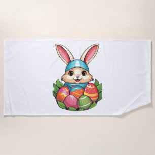 Easter Bunny Rabbit Easter Day Egg Hunting Beach Towel