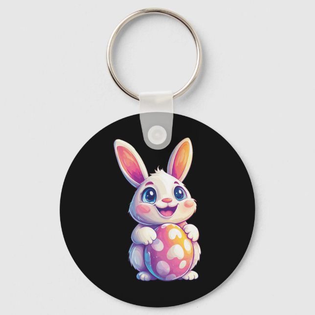 Easter Bunny Rabbit Easter Egg Graphic 2  Key Ring (Front)