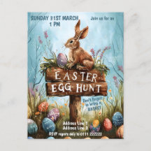Easter Bunny Rabbit - Easter Egg Hunt Invitation