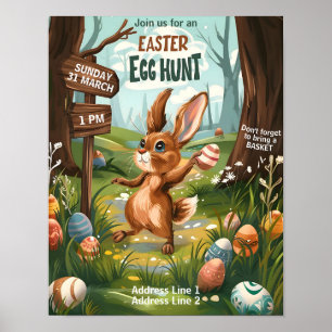 Easter Bunny Rabbit - Easter Egg Hunt Invitation Poster