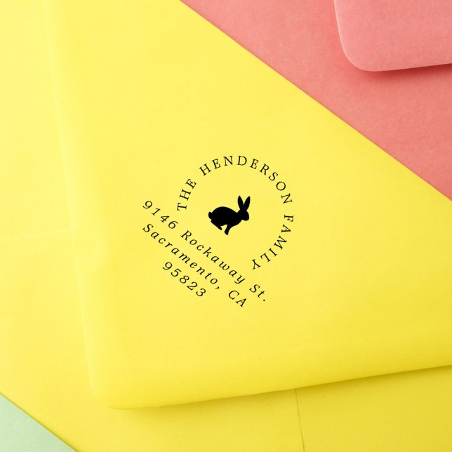 Easter Bunny Rabbit Elegant Typography Address Rubber Stamp (Creator Uploaded)