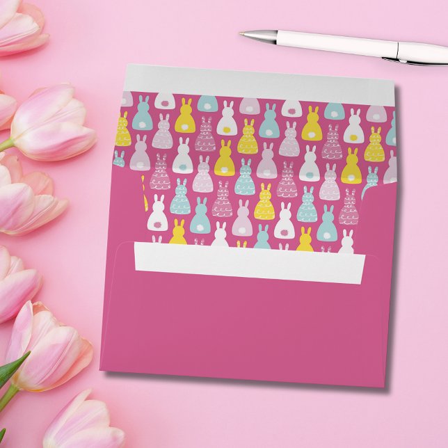 Easter Bunny Rabbit Envelope (Pink Bunny Rabbit patterned envelope.  Great for kids stationery and Easter.)