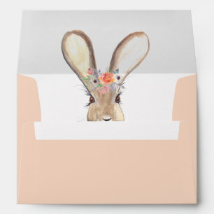 Easter Bunny Rabbit Floral Return Address Envelope