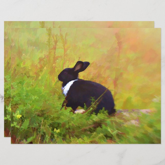 Easter Bunny Rabbit Green Black Woodland Animal (Front/Back)