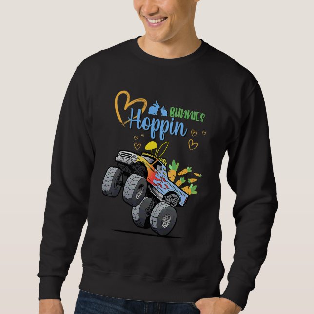 Easter Bunny Rabbit Monster Truck Toddler Boy Girl Sweatshirt (Front)