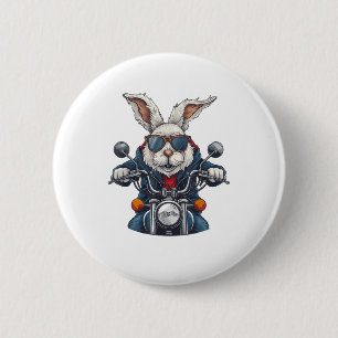Easter Bunny Rabbit Motorcycle Motorcycling Biker 6 Cm Round Badge