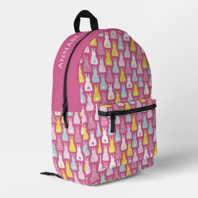 Easter Bunny Rabbit pattern Printed Backpack (Back Corner Left)
