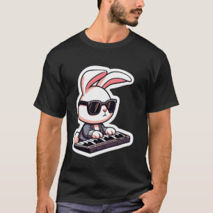 Easter Bunny Rabbit Playing Synthesizer Player Syn T-Shirt