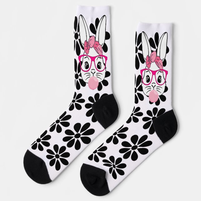 Easter bunny rabbit pretty cute socks (Left)