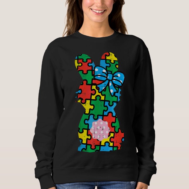 Easter Bunny Rabbit Puzzle Autism Awareness Women  Sweatshirt (Front)