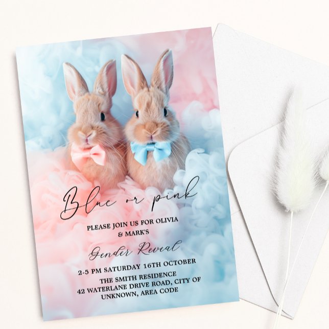Easter Bunny Rabbit Smoke Gender Reveal Invitation (Creator Uploaded)