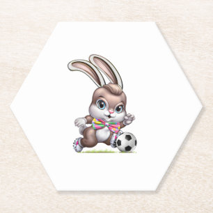 Easter Bunny Rabbit Soccer Tee With Football For B Paper Coaster