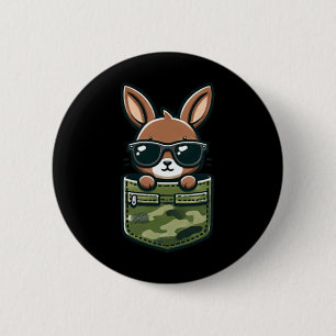 Easter Bunny Rabbit Sungles Pocket Tee Boys Kids 6 Cm Round Badge
