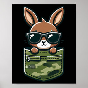 Easter Bunny Rabbit Sungles Pocket Tee Boys Kids Poster