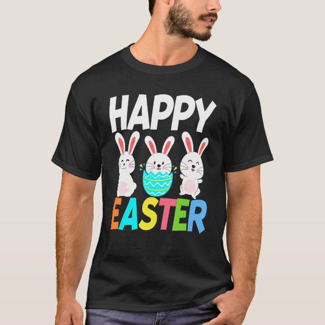 Easter Bunny Rabbit Trio Cute Happy Easter T-Shirt (Front)