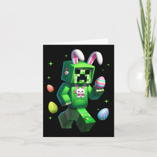 Easter Bunny Rabbit Video Game Pixel For Boys Kids Card