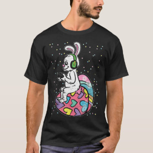 Easter Bunny Rabbit Video Game Player With Control T-Shirt