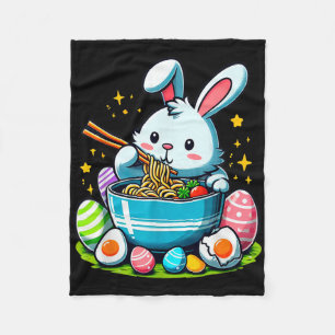 Easter Bunny Ramen Kawaii Japanese Noodle Women Ki Fleece Blanket