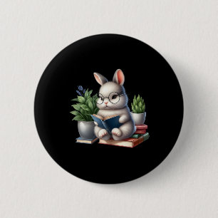 Easter Bunny Reading Cute Bunny Book Lovers Readin 6 Cm Round Badge