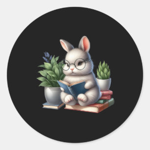 Easter Bunny Reading Cute Bunny Book Lovers Readin Classic Round Sticker