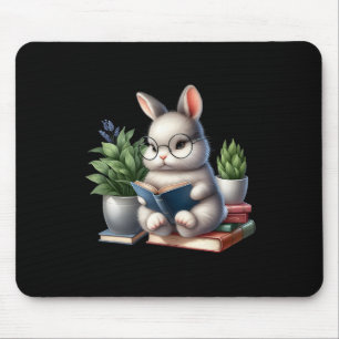 Easter Bunny Reading Cute Bunny Book Lovers Readin Mouse Pad