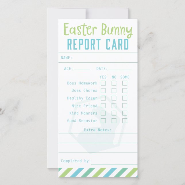 Easter Bunny Report Card (Front)
