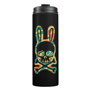 Easter Bunny Retro Tie Dye Bunny Skull Cross Bone Thermal Tumbler