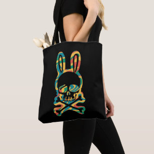 Easter Bunny Retro Tie Dye Bunny Skull Cross Bone Tote Bag