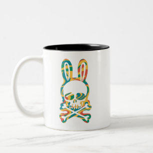 Easter Bunny Retro Tie Dye Bunny Skull Cross Bone Two-Tone Coffee Mug