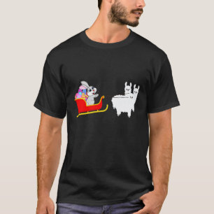 Easter Bunny Ridding Llama Eggs Easter Day Kids T-Shirt