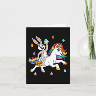 Easter Bunny Riding A Unicorn Cute Magical Girls K Card