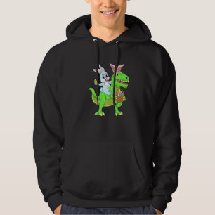 Easter Bunny Riding Dinosaur T Rex Easter Egg Cost Hoodie
