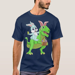 Easter Bunny Riding Dinosaur T Rex Easter Kids Boy T-Shirt