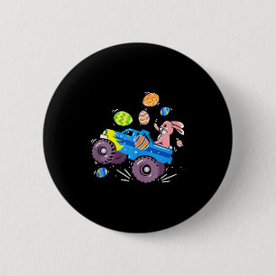 Easter Bunny Riding Monster Truck Cute Boys Kids T 6 Cm Round Badge