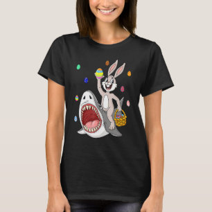 Easter Bunny Riding Shark Eggs Basket Boys Girls K T-Shirt