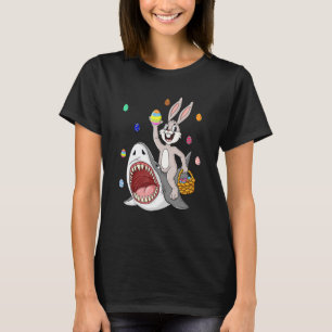 Easter Bunny Riding Shark Funny Eggs Basket Boys G T-Shirt