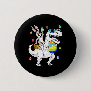 Easter Bunny Riding T Rex Dinosaur Fun Eggs Boys G 6 Cm Round Badge