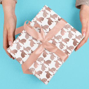 Easter Bunny Rose Gold Foil Glitter Photo Wrapping Paper