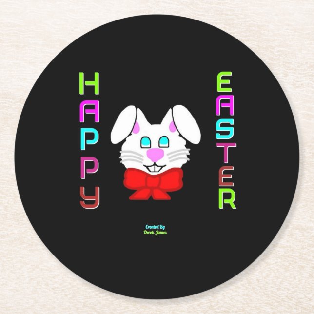 Easter Bunny Round Paper Coaster (Front)