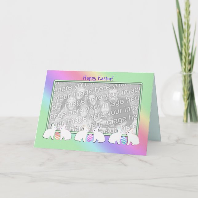 Easter Bunny Row (photo frame) Holiday Card (Front)