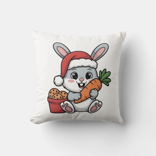 Easter Bunny’s Carrot Christmas Funny Cute Holiday Cushion (Front)