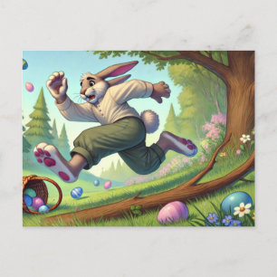 Easter Bunny’s Wild Chase – A Hilarious Egg Hunt Holiday Postcard