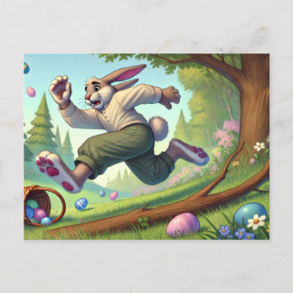Easter Bunny’s Wild Chase – A Hilarious Egg Hunt Holiday Postcard
