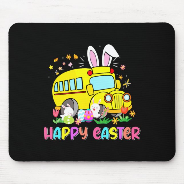 Easter Bunny School Bus Driver Funny Easter Day T  Mouse Pad (Front)