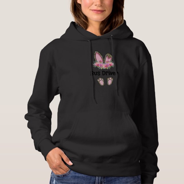 Easter Bunny School Rabbit Team Leopard Bus Driver Hoodie (Front)
