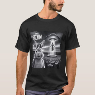 Easter Bunny Selfie He Is Rizzin Funny Jesus Space T-Shirt