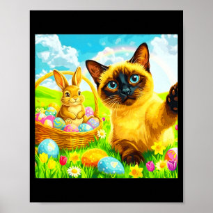 Easter Bunny Siamese Cat Selfie Rabbit Kitten Meme Poster