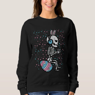 Easter Bunny Skeleton Gamer Funny Gaming Boys Kids Sweatshirt