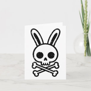 Easter Bunny Skull Cross Bones Rabbit Goth Men Boy Card